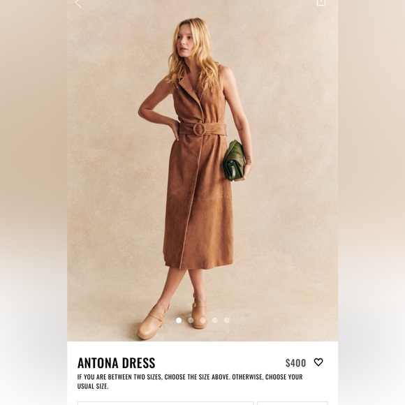 NWOT Suede Anton Dress Sezane Camel size 38/6 - Picture 1 of 9